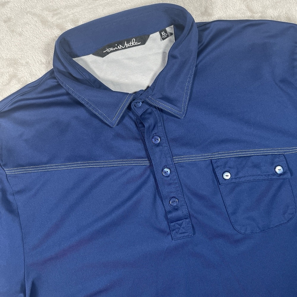 Travis Mathew Chest Pocket Polo Shirt Mens XL Navy Casual Golf Performance